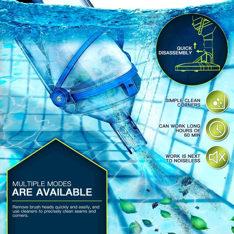 Lanchez Cordless Handheld Pool Vacuum for Above Ground Pool Telescopic