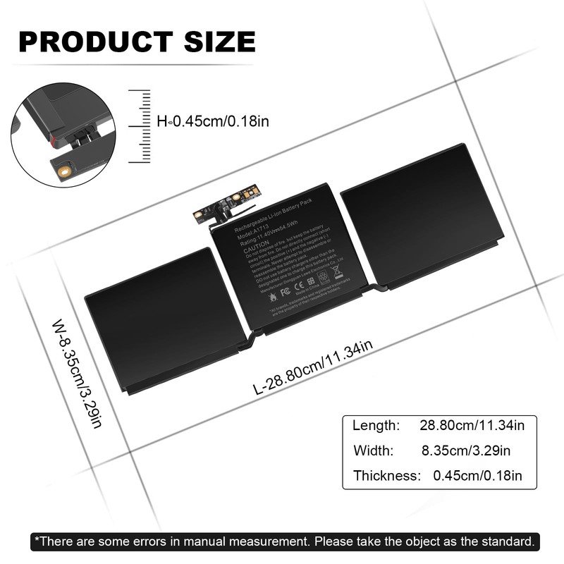 A1708 A1713 Battery for A2171 A2159 A2289 A2338, Compatible with