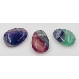 Taddart Minerals Colourful tumbled stone pendant made from natural gemstone fluorite with leather chain, fluorite