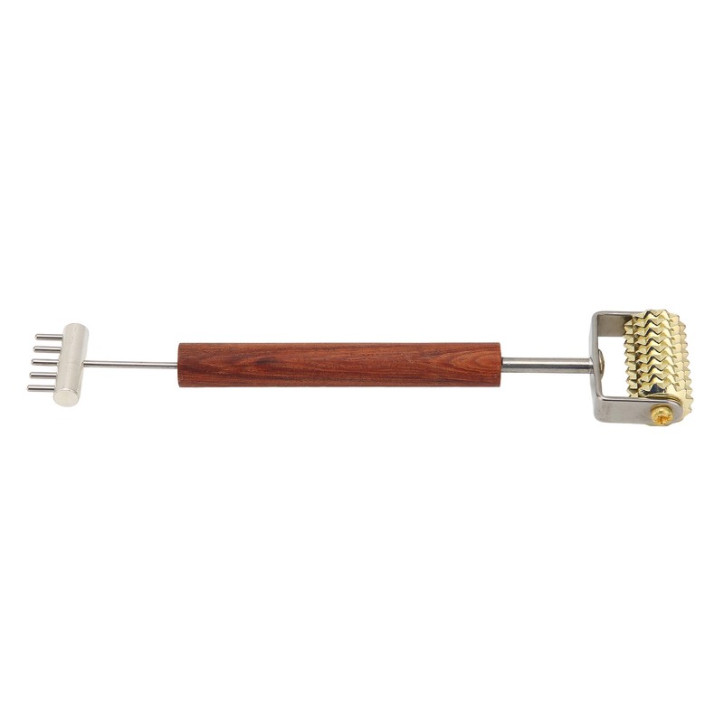 Face Massage Roller Copper Wooden Handle Promote Blood Circulation Double