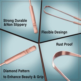 Ved 100% Pure Copper Tongue Scraper with Eco Friendly Travel Bag Pack of 2, Natural Copper Tongue Cleaner,Use Good Grip Comfortable Handle.