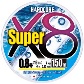 Duel Hardcore PE Line, Super X8, 492.1 ft (150 m), No. 0.8, High Visibility Yellow