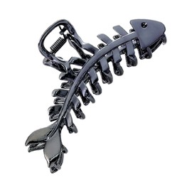Fish Bone Hair Clips Small Hair Clips Black Metal Hair Accessories for Women Girls Elegant Fishbone Shape Hair Claw Clip Shiny Hairpins Strong Hold Nonslip Hair Clip for Thick Thin Hair Goddess Look