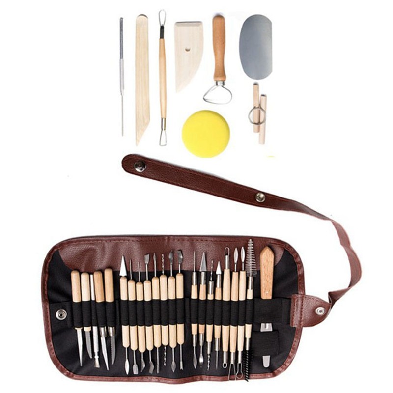 30Pcs Sculpting Tool Pottery Clay Double Ended Wooden Handle Ceramic