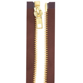 Mandala Crafts 40 Inch Zipper Heavy Duty Zippers - #10 Brown Metal Zippers for Sewing - Gold Zipper Separating Zipper for Jacket Zippers Coat Zipper Upholstery Zippers
