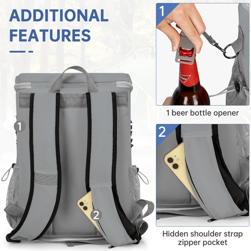 OUUTMEE Cooler Backpack, Lightweight Insulated Cooler backpack Leakproof for 30