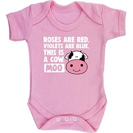Hippowarehouse Roses are red, violets are blue, this is a cow. Moo baby vest bodysuit (short sleeve) boys girls