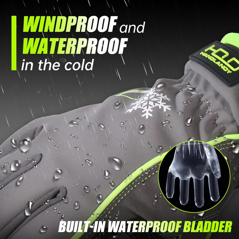 HANDLANDY Waterproof Insulated Work Gloves,Thermal Winter Gloves for Men Women