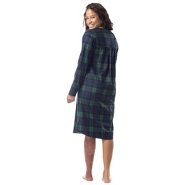 Fishers Finery Women's Flannel Plaid Long Nightgown | Nightshirt (Green Navy Plaid, XS)