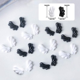 Wings Nail Charms, 120 Pcs White Black Angel Wings Nail Art Decorations, Shiny Nail Crystal Diamonds Gems Manicure Nail Jewels for DIY Crafts Jewelry Making (A 120 PCS)