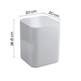 Gedy White, G-Seventy Waste Bin, Size & Weight: 24.6 x 20 x 20 cm & 0.47 kg, Bathroom Waste Bin Made of Thermoplastic Resins, Matteo Thun Design, Colour