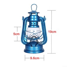 Retro Kerosine Lamps, Vintage Oil Lamp with Handle, Oil Lamp, Table Lanterns for Home, Garden, Camping, Citronella (Light Blue, 19cm)