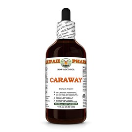 Caraway (Carum Carvi) Dry Fruit Glycerite, Made in Hawaii, Organic Raw Materials, All Natural, Vegan, Lab Tested Alcohol-Free Liquid Extract - 4 fl.oz