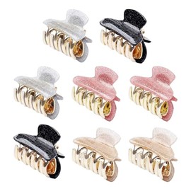 8 Pcs 4cm Small Hair Claws Clips Glitter Acrylic Hair Jaw Clips Sparkly Hair Grips Bling Hair Clamps Shiny Ponytail Holder Clips Non Slip Hair Barrettes for Women Girls