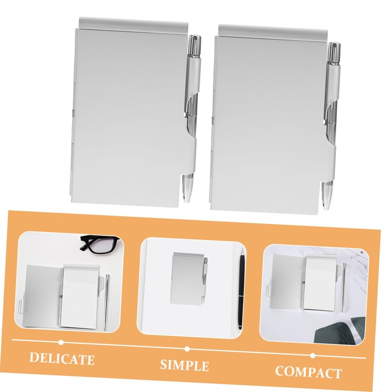 Operitacx Metal Card Box Notebook Small Notepad with Pen Small
