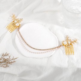 Bohend Fashion Flower Hair Comb Beads Rhinestone Headpiece Crystal Head Chain Date Wedding Jewellery Hair Accessories