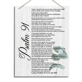 ZPPRJF Inspirational Wood Art Signs, Psalm 91 Wall Art, Christian Wall Decor, Bedroom Wall Art, Christian Wall Art, Biblical Wall Art, Bible Verse Decor, Bible Verse Psalm 91 Christian Gifts