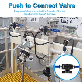 Bivethoi 2 Pack 6mm Push to Connect Valve Straight Quick Connect Fittings, Pneumatic Ball Valve Air Flow Control Valve, PVC Air Valve Water Hose Quick Connect Union Adapter (Black, Metric)