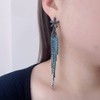 Blue Long Tassel Dangle Earrings for Women Blue Long Crystal