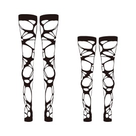 LCIEFKAE 2 Pieces Black Hollow Hole Socks, Creative Sexy Leggings, Fashionable Fishnet Stockings, Multipurpose Gothic Punk Accessories