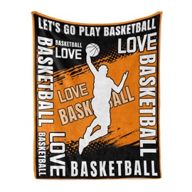 Basketball Blankets for Boys, Basketball Team Player Blankets Present for Girls Boys Kids Women Men, Warm Ultra-Soft Basketball Throw Blankets for Bed Couch Basketball Bedding