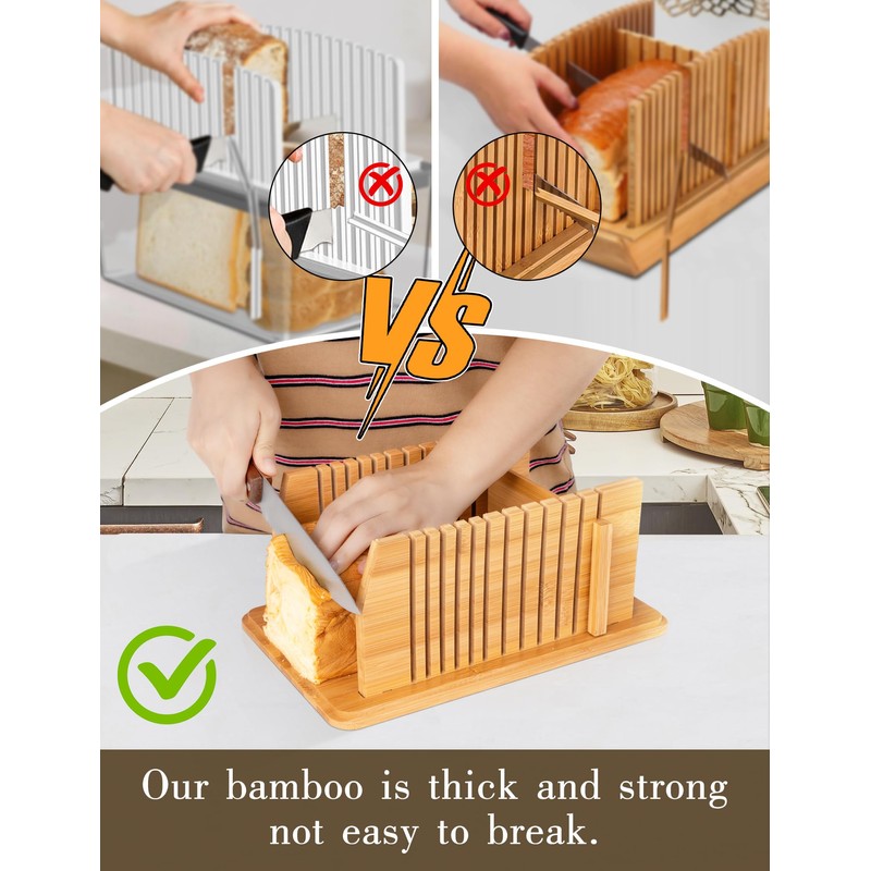 Candco 3 in 1 Bread Box with Bamboo Bread Slicer,