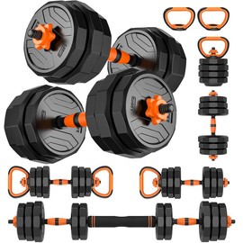 Bearbro 44lb 6-in-1 Adjustable Dumbbells Set Free Weight Set with Connector Used as Barbell, Kettlebells, Push up Stand, Fitness Exercises for Home Gym Suitable Men/Women - weight: 44LB