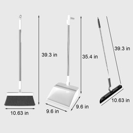 3-in-1 Long-Handled Broom and Dustpan Set - Heavy-Duty Cleaning Combo for Indoor and Outdoor Use