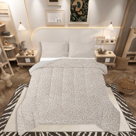 jejeloiu Leopard Print Bedding Set Soft for Boys Girls, Cheetah Print Comforter Set King Size Beige Duvet Quilt Microfiber Modern Art Bedroom Decor 3 Pcs with 2 Pillow Cases