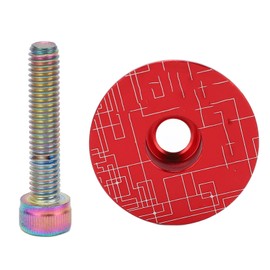 Bicycle Headset Top Cap, Aluminum Alloy Mountain Bike Headset Stem Top Cover with Bolts, Bicycle Headset Cap Bolt Cover, for MTB Road XC FR Bike(Red)