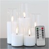 Girimax Clear Glass Flameless Candles with Remote, Flickering LED Votive
