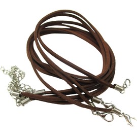 MAHAVIMOKSA 50pcs Faux Leather Suede Cord Necklace with Lobster Clasp Extended Chain (45cm/17, Brown)