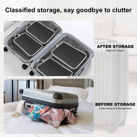 WUFANC Suitcase Organiser Set of 4 – Packing Cubes Compression, Waterproof, Robust and Durable – Packing Cubes Compression Very Suitable for Storing and Organising Clothes (Black)