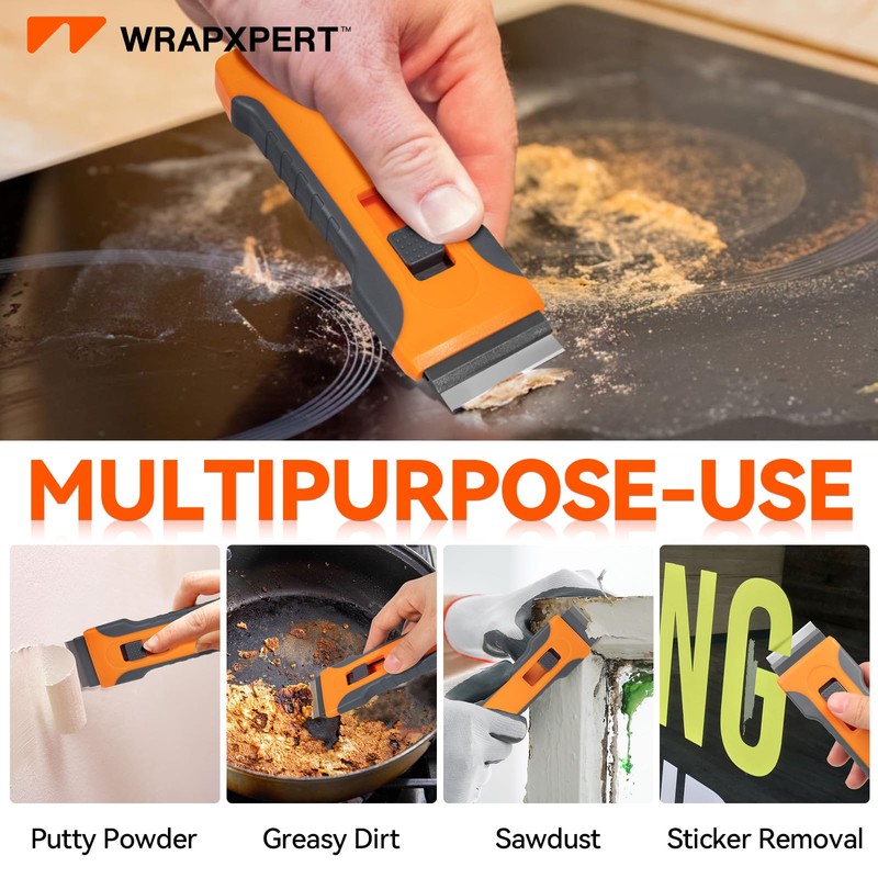 WRAPXPERT Razor Blade Scraper, Razor Scraper Tool with 30pcs Extra