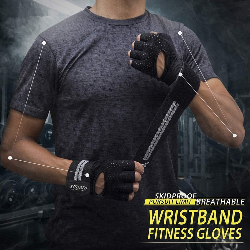 Weight Lifting Gym Workout Gloves Half Finger with Wrist Wrap