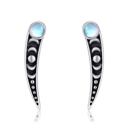 Moon Ear Climber Sterling Silver Moon Phase Ear Wrap Crawler Earrings Moonstone Earrings Jewelry for Women