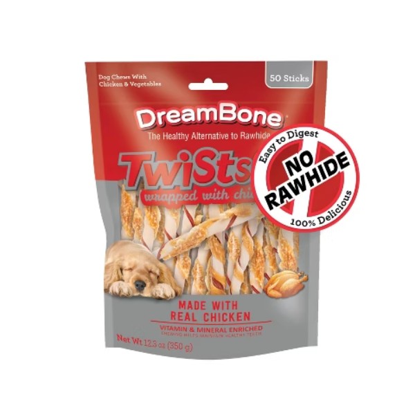 DreamBone Chicken and Vegetable Twist Sticks Dog Treats - 50ct/12.3oz