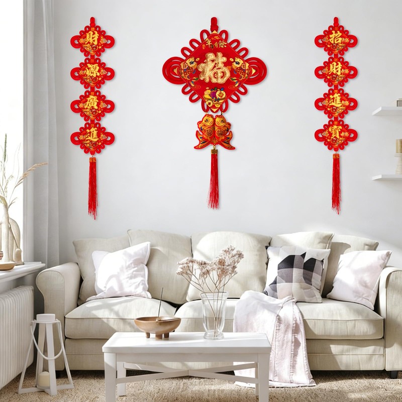 Nowaca Chinese New Year Decorations 2026, Red Chinese Knot Fu