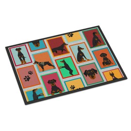 Caroline's Treasures MLM1107JMAT Lots of Doberman Pinscher Doormat 24x36 Front Door Mat Indoor Outdoor Rugs for Entryway, Non Slip Washable Low Pile, 24H X 36W