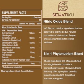 SehatiKu SehatiKu Nitric Oxide Supplement, Nitric Oxide Booster & 6-in-1 Phytonutrient Blend for Heart, Circulation, Immune - 90 Capsules (2 Bottle)