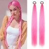 Paquete de 2 extensiones de coleta trenzada rosa con lazo