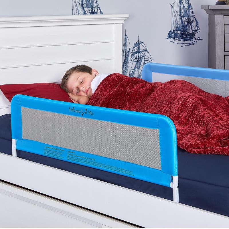Adjustable Mesh Bed Rail in Blue, Two Height Levels, Breathable