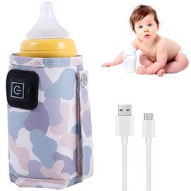 Calentador de Biberones Portátil, Bolsa para Calentar Biberones USB, Calienta Biberones de Viaje, Mantiene Leche del Bebé Caliente, Adecuado para Viajes Largos y para su Uso Sobre Marcha (Gris)