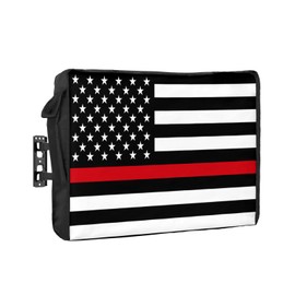 American Flag Red Line Outdoor TV Cover for 52 to 55 Inch Outside Flat Screen TV Cover - 600D Waterproof and Weatherproof TV Cover, Respect Firefighters Design Dustproof TV Display Protectors