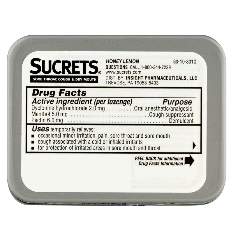 Sucrets Sore Throat & Cough Lozenges, Honey Lemon, 18 Count