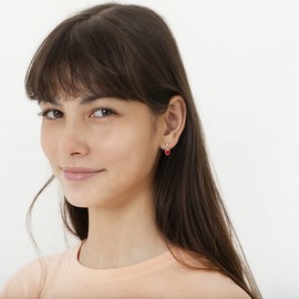 925 Sterling Silver Child's Pink Enamel Heart Dangle Earrings With Safety Screw Back - Best for Toddlers, Young Girls, Pre Teens & Teens- Good Choice For Daily or Party Wear