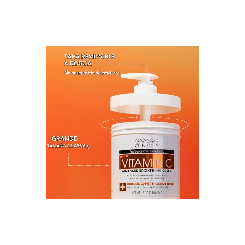 Advanced Clinicals- CREMA CON VITAMINA C: Incorporar una loción corporal