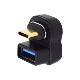 NFHK Magnetic 10Gbps Type C Male to USB 3.0 Female OTG Data Adapter Opposite U Shape Back Angled for Laptop Phone