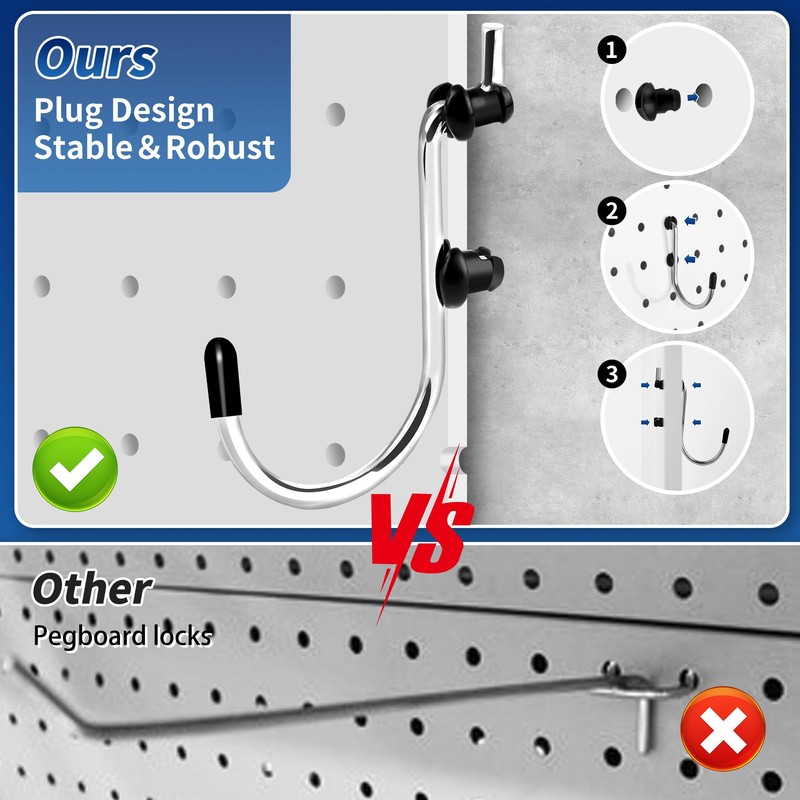 Hivio Pegboard Hooks 100 Pcs, Heavy Duty Peg Board Hooks,