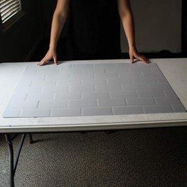 Bessie Bakes White Subway Tile with White Grout Replicated Photography Backdrop 2 Feet Wide x 3 Feet Long 3 mm Thick